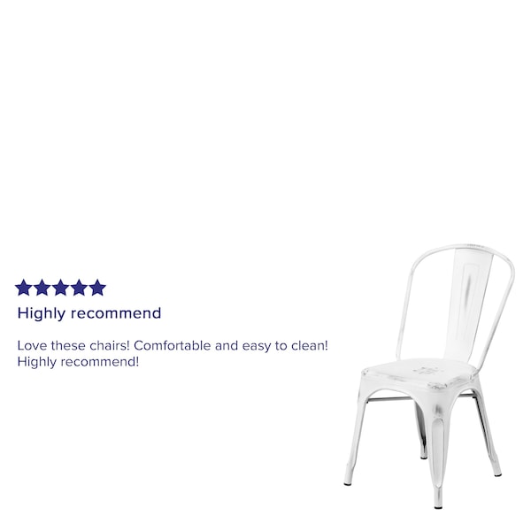 Flash Furniture Distressed White Metal Indoor-Outdoor Stackable Chair - 4-ET-3534-WH-GG