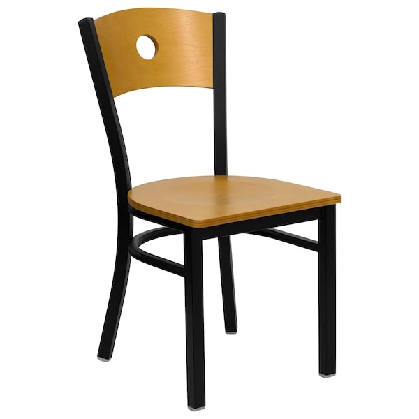 Flash Furniture Bk/Nat Circle Chair-Wood Seat - 2-XU-DG-6F2B-CIR-NATW-GG