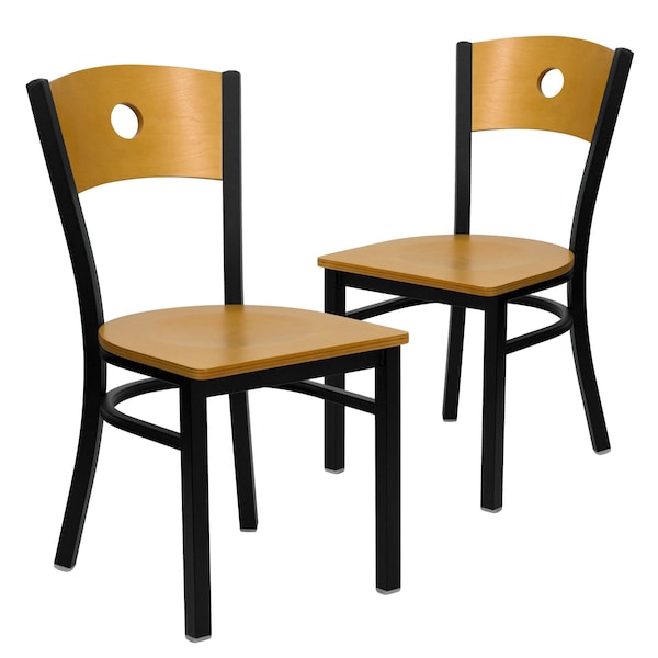 Flash Furniture Bk/Nat Circle Chair-Wood Seat - 2-XU-DG-6F2B-CIR-NATW-GG