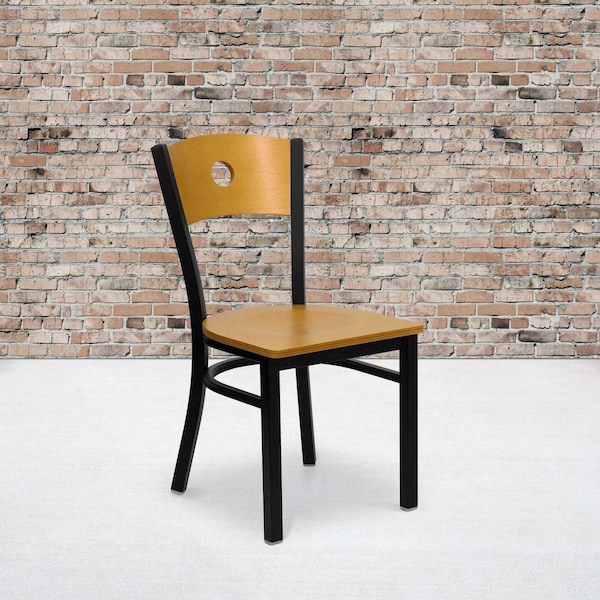 Flash Furniture Bk/Nat Circle Chair-Wood Seat - 2-XU-DG-6F2B-CIR-NATW-GG
