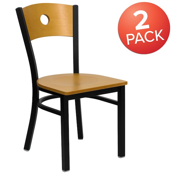 Flash Furniture Bk/Nat Circle Chair-Wood Seat - 2-XU-DG-6F2B-CIR-NATW-GG