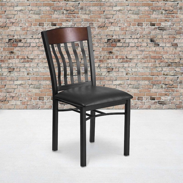 Flash Furniture Bk/Nat Vert Chair-Black Seat - 2-XU-DG-60618-WAL-BLKV-GG