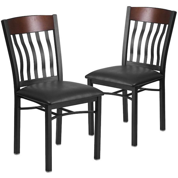 Flash Furniture Bk/Nat Vert Chair-Black Seat - 2-XU-DG-60618-WAL-BLKV-GG
