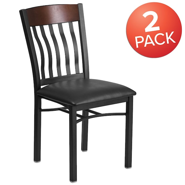 Flash Furniture Bk/Nat Vert Chair-Black Seat - 2-XU-DG-60618-WAL-BLKV-GG