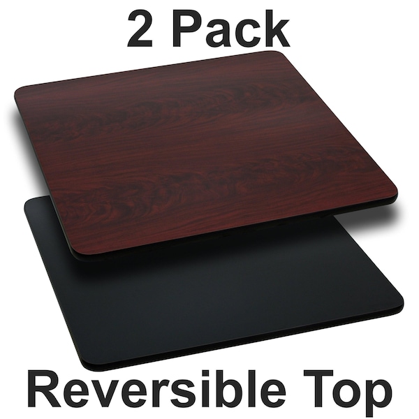 Flash Furniture Square Reversible Top, Black/Mahogany, 42" - 2-XU-MBT-4242-GG