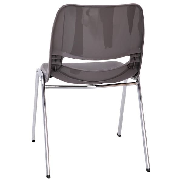 Flash Furniture 880 lb. Capacity Gray Stack Chair w/ Chrome Frame, 5PK - 5-RUT-18-GY-CHR-GG