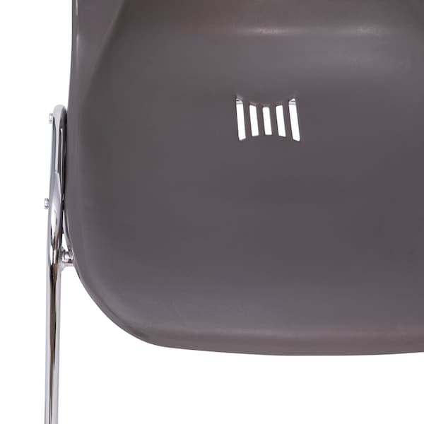 Flash Furniture 880 lb. Capacity Gray Stack Chair w/ Chrome Frame, 5PK - 5-RUT-18-GY-CHR-GG