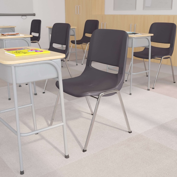 Flash Furniture 880 lb. Capacity Gray Stack Chair w/ Chrome Frame, 5PK - 5-RUT-18-GY-CHR-GG