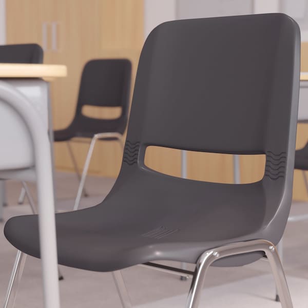 Flash Furniture 880 lb. Capacity Gray Stack Chair w/ Chrome Frame, 5PK - 5-RUT-18-GY-CHR-GG