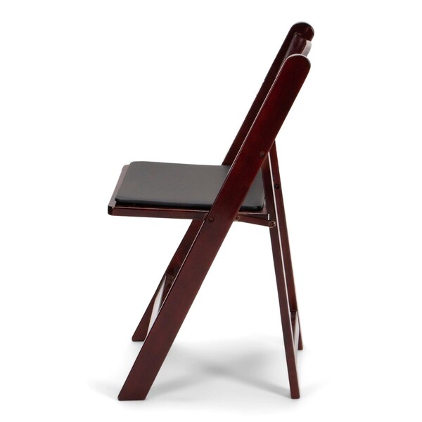Atlas Commercial Products Wood Folding Chair, Mahogany with Black Pad - WFC5MHG