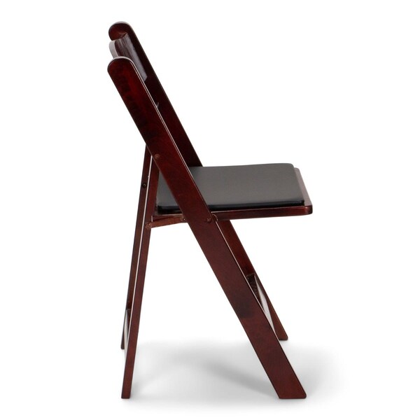 Atlas Commercial Products Wood Folding Chair, Mahogany with Black Pad - WFC5MHG