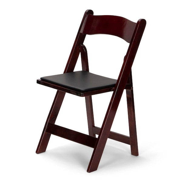 Atlas Commercial Products Wood Folding Chair, Mahogany with Black Pad - WFC5MHG