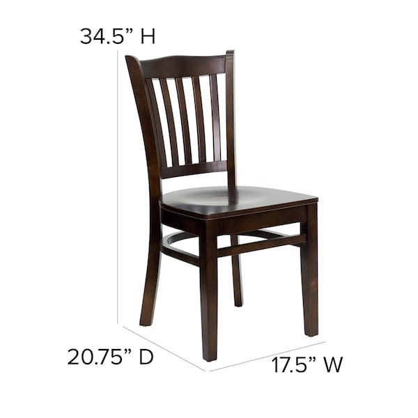 Flash Furniture Hercules Restaurant Chair, 17-1/2 in W 20-3/4" L 34-1/2" H, Fixed, Beech Wood Seat - XU-DGW0008VRT-WAL-GG