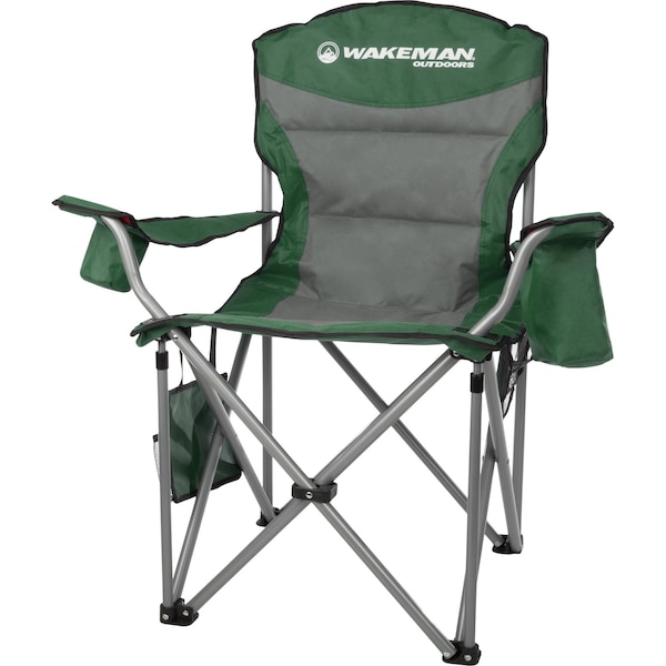 Wakeman Oversized Camping Chair - Heavy Duty Folding Chair with Cooler & Carry Bag by Wakeman Green - 75-CMP1126