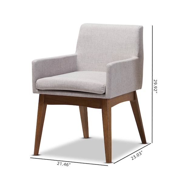 Baxton Studio Nexus Walnut Wood Finishing Greyish Beige Dining Armchair, PK2 - 140-7589