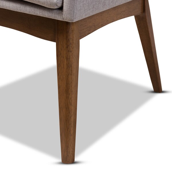 Baxton Studio Nexus Walnut Wood Finishing Greyish Beige Dining Armchair, PK2 - 140-7589