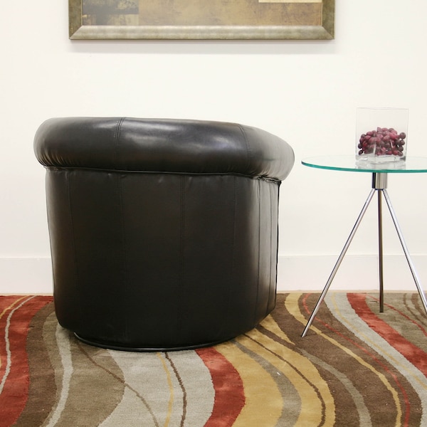 Baxton Studio Julian Black Brown Faux Leather Club Chair With 360 Degree Swivel - 50-3458