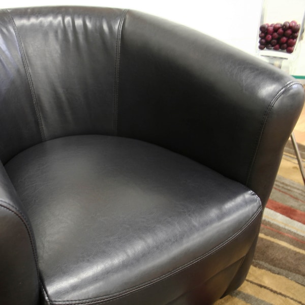 Baxton Studio Julian Black Brown Faux Leather Club Chair With 360 Degree Swivel - 50-3458