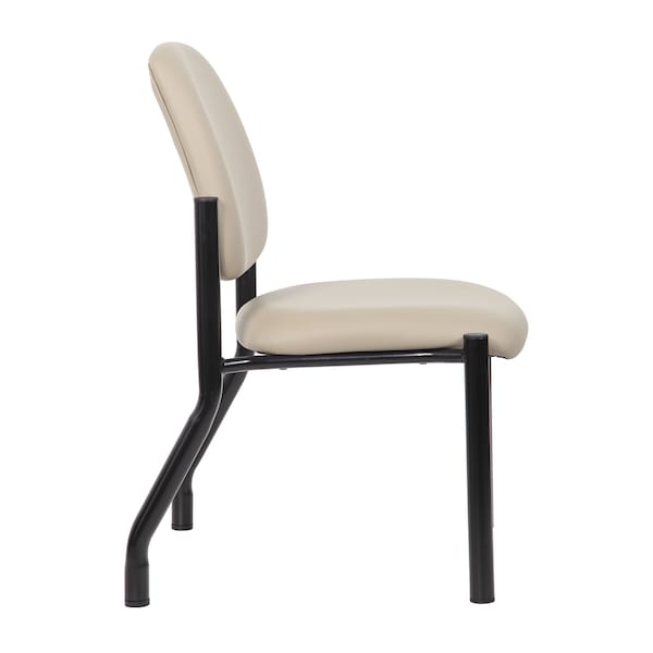 Boss Guest Chair, Black Back, 24-1/2 in W 22" L 32-1/2" H, Armless, Vinyl Seat - B9595AM-BK