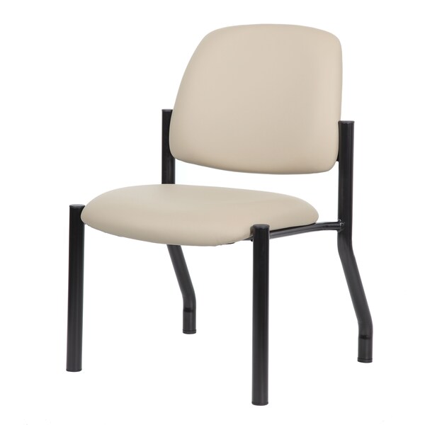 Boss Guest Chair, Black Back, 24-1/2 in W 22" L 32-1/2" H, Armless, Vinyl Seat - B9595AM-BK