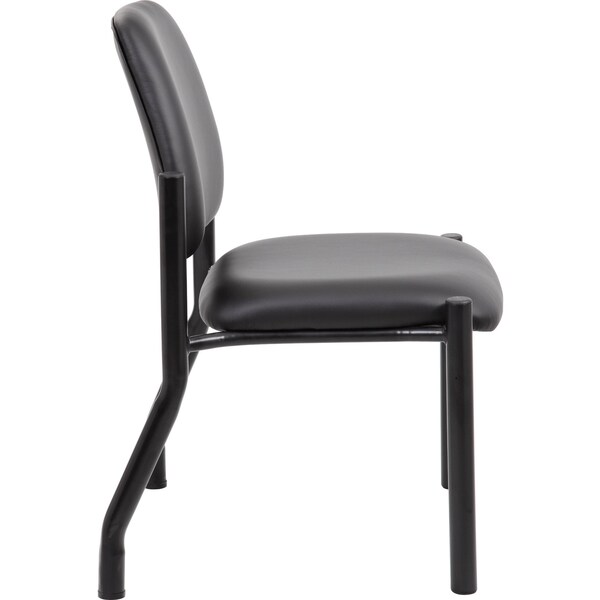 Boss Guest Chair, Black Back, 24-1/2 in W 22" L 32-1/2" H, Armless, Vinyl Seat - B9595AM-BK