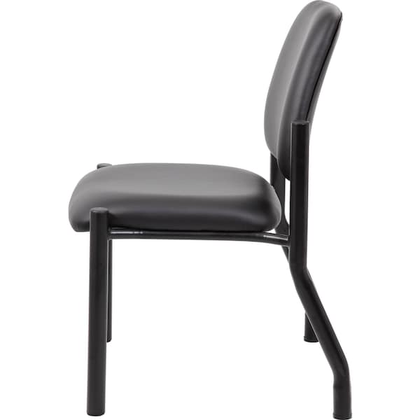 Boss Guest Chair, Black Back, 24-1/2 in W 22" L 32-1/2" H, Armless, Vinyl Seat - B9595AM-BK