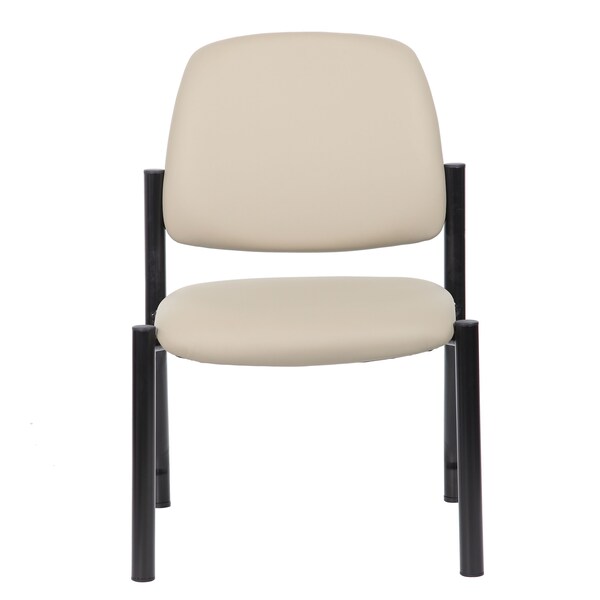Boss Guest Chair, Black Back, 24-1/2 in W 22" L 32-1/2" H, Armless, Vinyl Seat - B9595AM-BK
