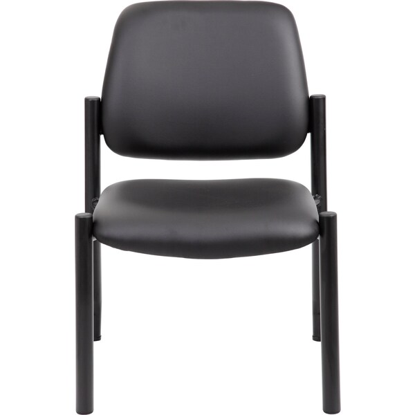 Boss Guest Chair, Black Back, 24-1/2 in W 22" L 32-1/2" H, Armless, Vinyl Seat - B9595AM-BK