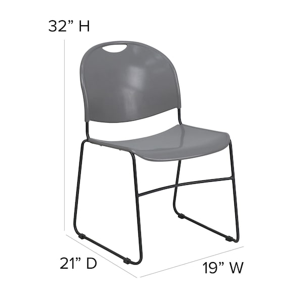 Flash Furniture Gray Stack Chair-Black Frame - 5-RUT-188-GY-GG