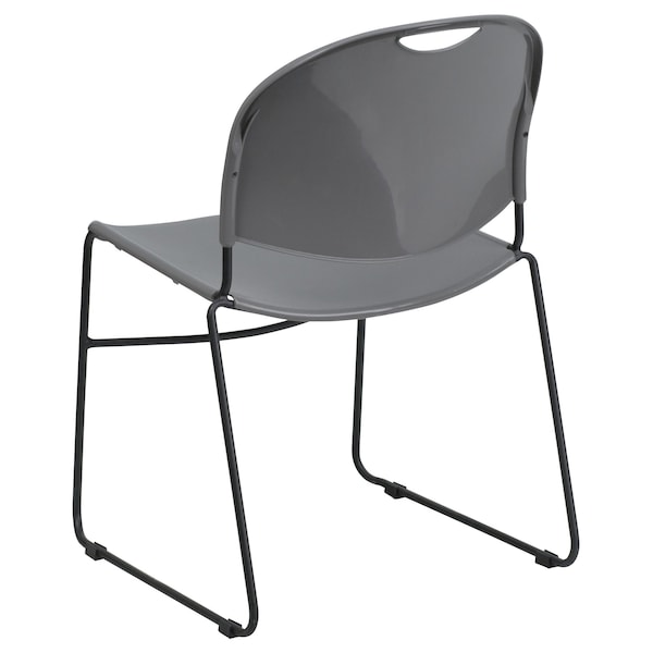 Flash Furniture Gray Stack Chair-Black Frame - 5-RUT-188-GY-GG