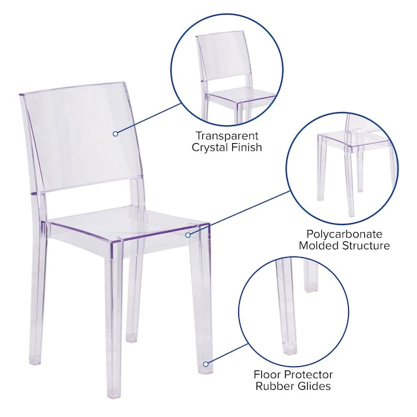 Flash Furniture Phantom Series Transparent Stacking Side Chair - FH-121-APC-GG