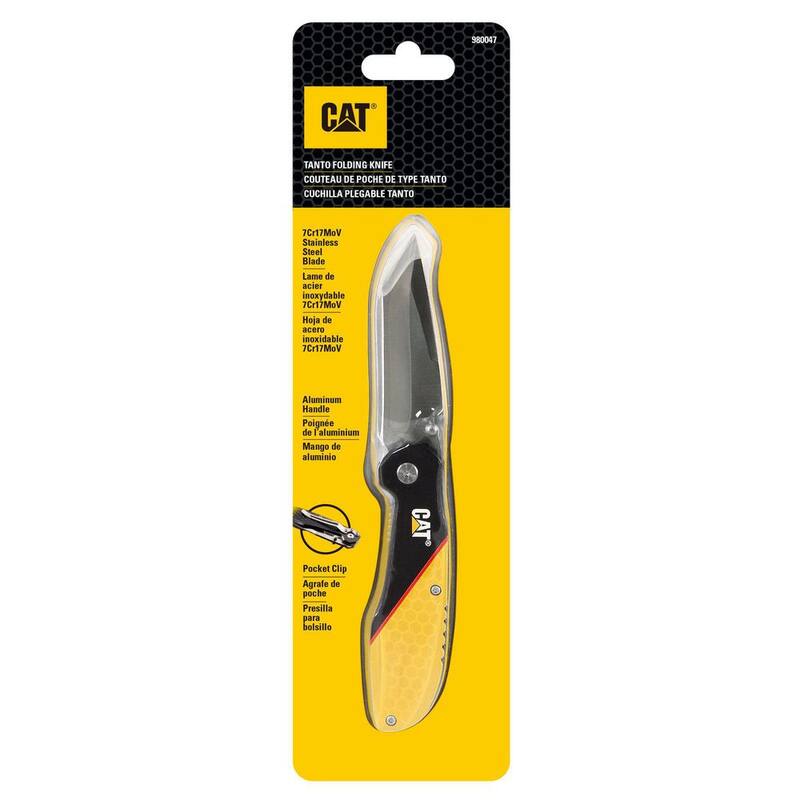 CAT 3 in. Stainless Steel Straight Edge Tanto Folding Knife - 980047