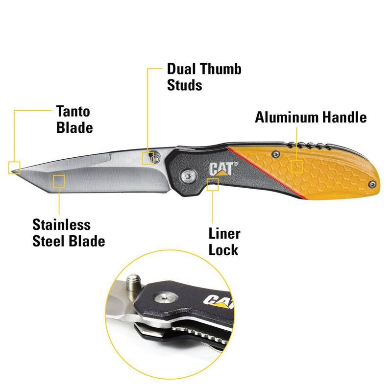 CAT 3 in. Stainless Steel Straight Edge Tanto Folding Knife - 980047