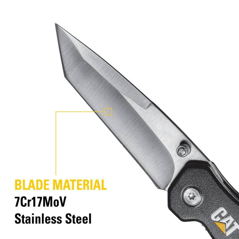 CAT 3 in. Stainless Steel Straight Edge Tanto Folding Knife - 980047
