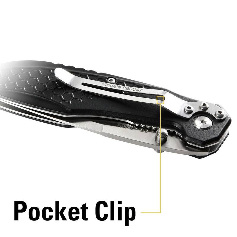 CAT 3 in. Stainless Steel Straight Edge Tanto Folding Knife - 980047