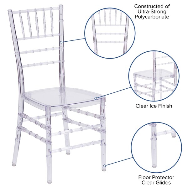 Flash Furniture Flash Elegance Crystal Ice Stacking Chiavari Chair - 2-BH-ICE-CRYSTAL-GG