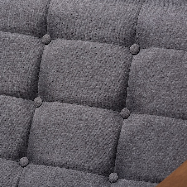 Baxton Studio Larsen Mid-Century Gray Upholstered Walnut Wood Lounge Chair - 153-9162