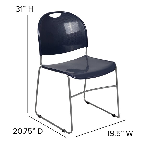 Flash Furniture Navy Plastic Stack Chair, PK5 - 5-RUT-188-NY-GG