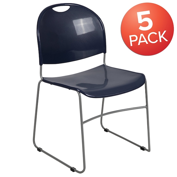 Flash Furniture Navy Plastic Stack Chair, PK5 - 5-RUT-188-NY-GG