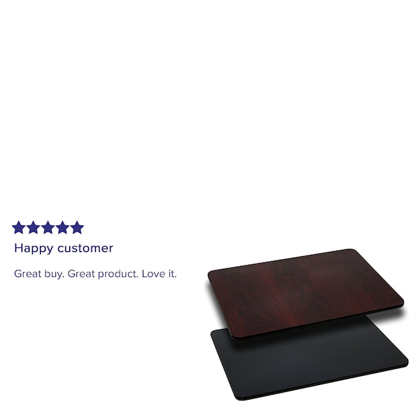 Flash Furniture Reversible Top, Black/Mahogany, 24x30" - 3-XU-MBT-2430-GG