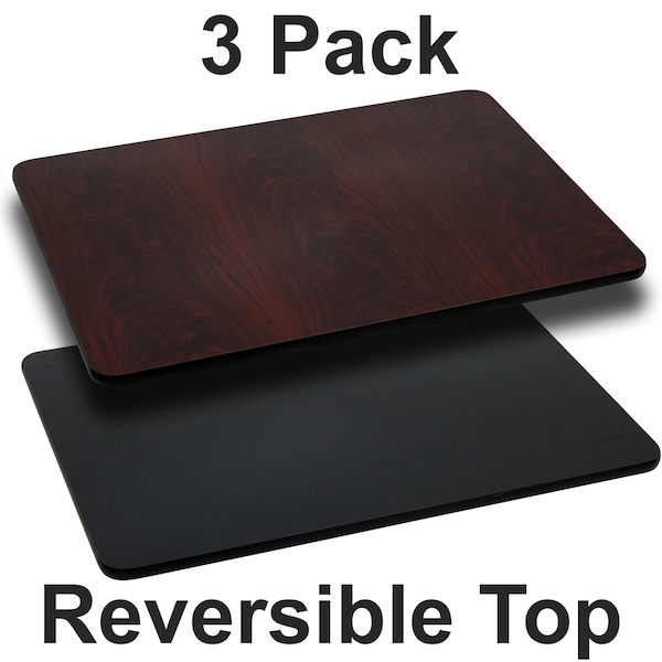 Flash Furniture Reversible Top, Black/Mahogany, 24x30" - 3-XU-MBT-2430-GG