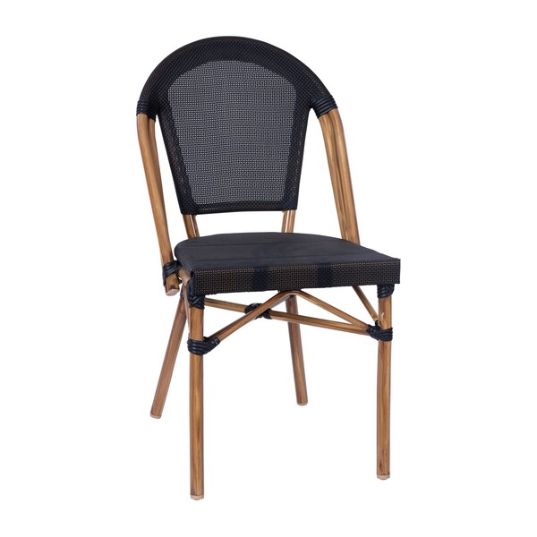 Flash Furniture Black French Bistro Stacking Chair - SDA-AD642107-BK-NAT-GG