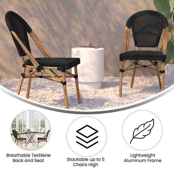 Flash Furniture Black French Bistro Stacking Chair - SDA-AD642107-BK-NAT-GG