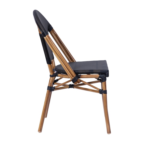 Flash Furniture Black French Bistro Stacking Chair - SDA-AD642107-BK-NAT-GG