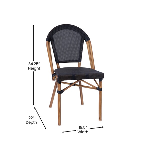 Flash Furniture Black French Bistro Stacking Chair - SDA-AD642107-BK-NAT-GG