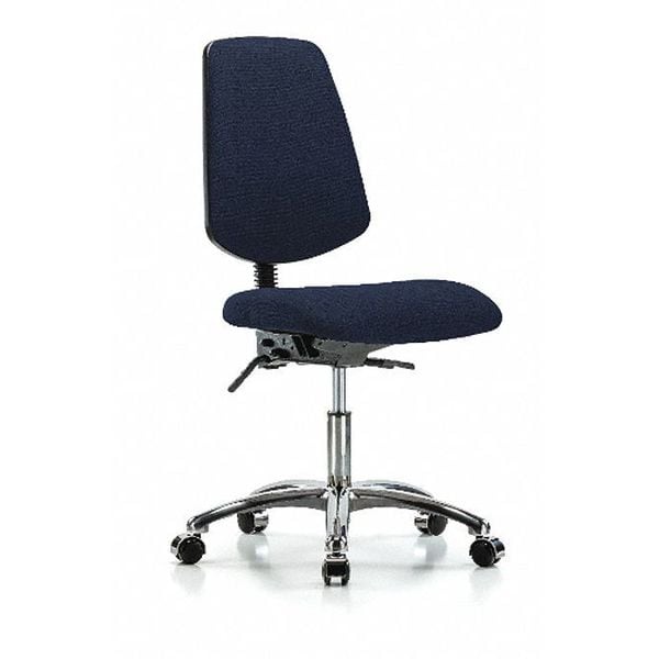 Blue Ridge Ergonomics Desk Chair Fab Desk Chair, Med, Bk, Cast Navy, No Arms, 19" to 24" Height, Fabric, Dark Blue - BR-FDHCH-MB-CR-T1-A0-CC-F45