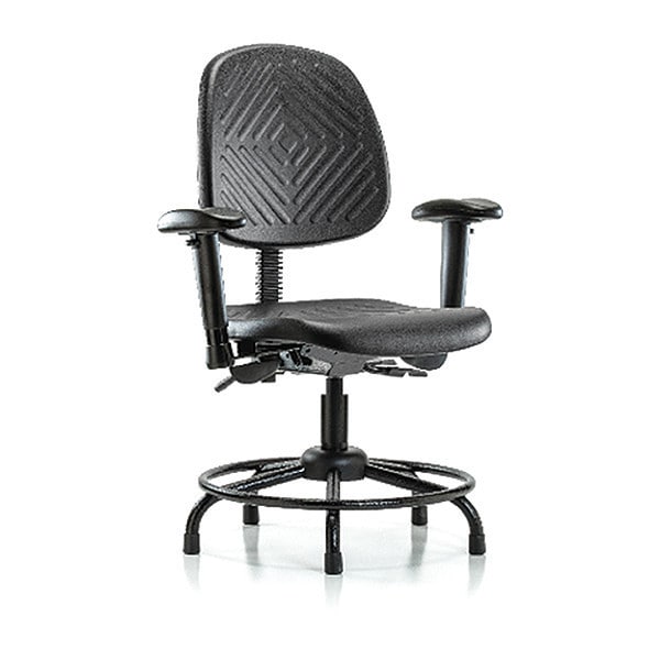 Blue Ridge Ergonomics Desk Chair Desk Chair, Med, Poly, Bk.RT, AA Glides, Adjustable Arms, 17" to 22" Height, Black; Blue - BR-PDHCH-MB-RT-T0-A1-RG