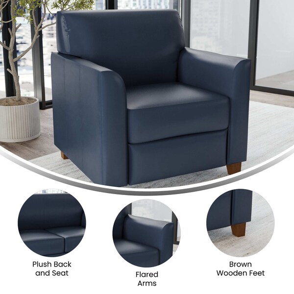 Flash Furniture HERCULES Diplomat Series Navy LeatherSoft Chair - BT-827-1-NVY-GG