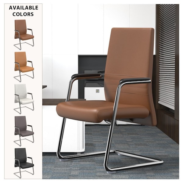 Leisuremod Aleen Office Chair in Upholstered Leather and Iron Frame, Dark Brown - AGO19DBRL