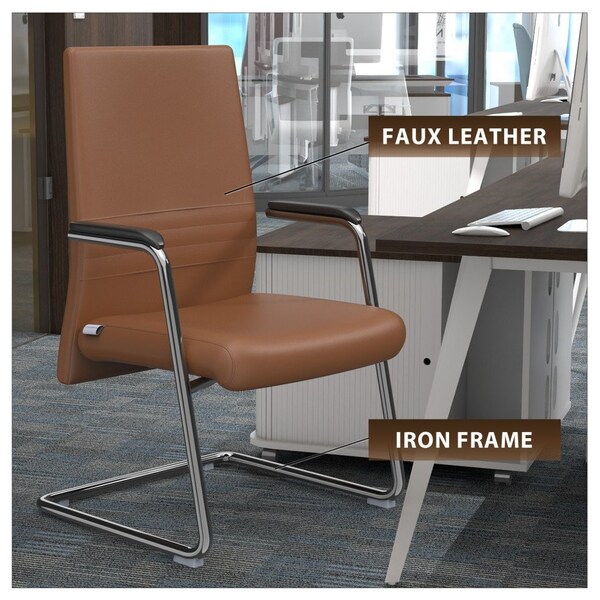Leisuremod Aleen Office Chair in Upholstered Leather and Iron Frame, Dark Brown - AGO19DBRL